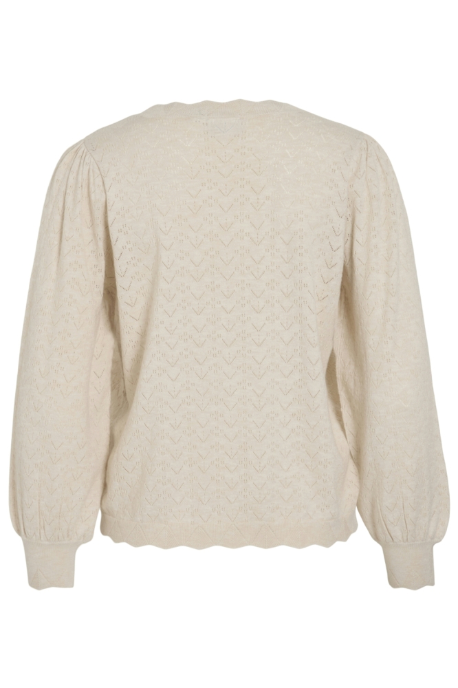 VIEMI O-NECK L/S KNIT TOP/TES 14109653 Super Light Natural Melan
